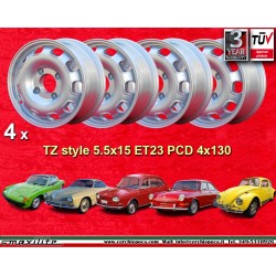 4 wheels TZ 5.5x15 4x130 Porsche VW Beetle 67- Karmann Ghia 67- Type 3 411 412 silver