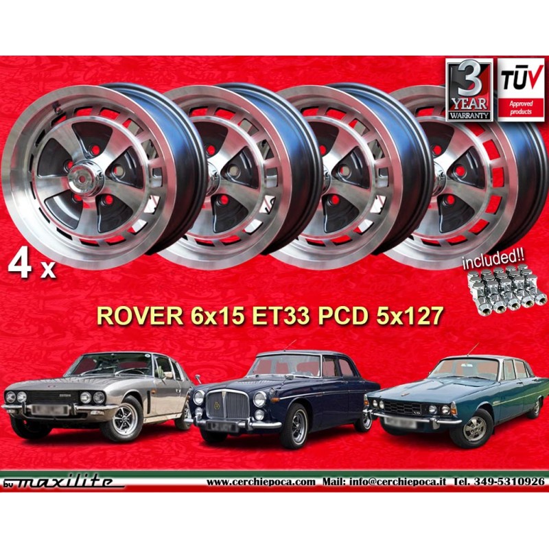 4 wheels XJS 6x15 5x127 Jensen  Rover Interceptor Rover P5 P6 anthracite/diamond cut