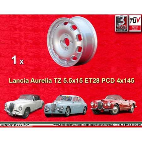 1 Felge TZ 5.5x15 4x145 Lancia Aurelia serie 1-3 silver