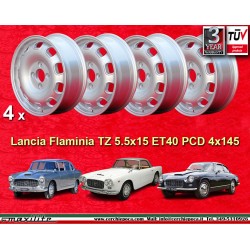 4 cerchi TZ 5.5x15 4x145 Lancia Flaminia silver