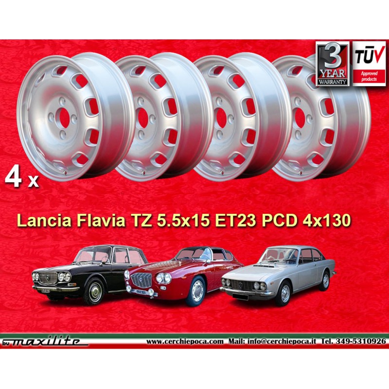 4 cerchi TZ 5.5x15 4x130 Lancia Flavia silver