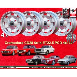 4 Felgen Cromodora CD28 6x14 + Radbolzen KB4  SW17 14x1 5x27 60° 4x130 Lancia Fulvia 2000