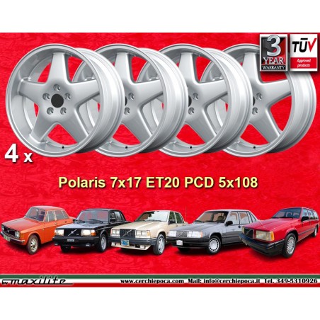 4 Felgen Polaris 7x17 5x108 Volvo 140/160 240/260 740/760/780 940/960 silver