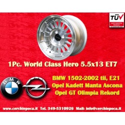 1 Felge WCHE 5.5x13 4x100 BMW Opel 1502-2002 tii 3 E21 Kadett B-C Manta Ascona A-B GT Olympia A Rekord C silver/diamond 