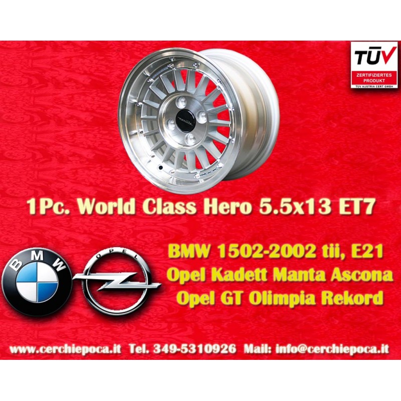 1 jante WCHE 5.5x13 4x100 BMW Opel 1502-2002 tii 3 E21 Kadett B-C Manta Ascona A-B GT Olympia A Rekord C silver/diamond 