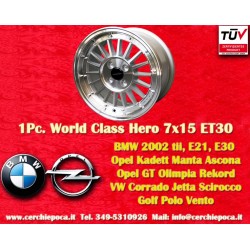 1 cerchio WCHE 7x15 4x100 BMW Opel VW Mazda Toyota BMW 1502-2002 tii 3 E30 Opel Kadett B-C Manta Ascona A-B GT Olympia A