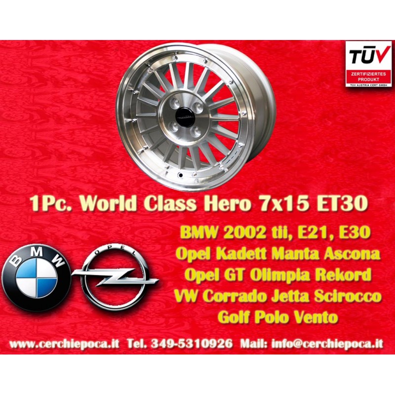 1 jante WCHE 7x15 4x100 BMW Opel VW Mazda Toyota BMW 1502-2002 tii 3 E30 Opel Kadett B-C Manta Ascona A-B GT Olympia A R