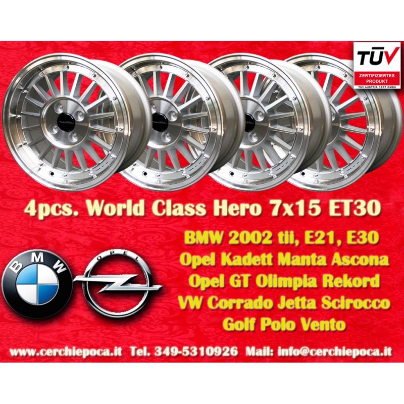 4 cerchi WCHE 7x15 4x100 BMW Opel VW Mazda Toyota BMW 1502-2002 tii 3 E30 Opel Kadett B-C Manta Ascona A-B GT Olympia A 