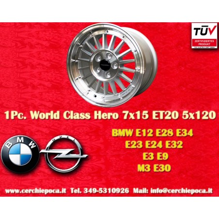 1 jante WCHE 7x15 5x120 BMW 5 E12 E28 E34 6 E24 7 E23 E32 E3 E9 M3 E30 silver/diamond cut