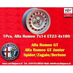 1 wheel Campagnolo 7x14 4x108 Alfa Romeo 105 Coupe Spider GT GTA GTC Montreal silver