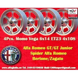 4 Felgen Vega 6x14 4x108 Alfa 105 Berlina Giulia Coupe Spider GTC silver/diamond cut