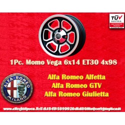 1 cerchio Vega 6x14 4x98 Alfa  Fiat Alfetta Alfetta GT   GTV Alfasud Giulietta 33 75 90 164  FIAT 124 Berlina Coupe Spid