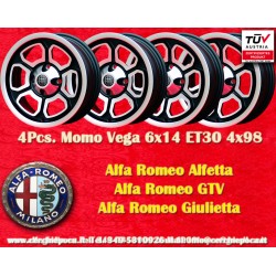 4 wheels Vega 6x14 4x98 Alfa  Fiat Alfetta Alfetta GT   GTV Alfasud Giulietta 33 75 90 164  FIAT 124 Berlina Coupe Spide