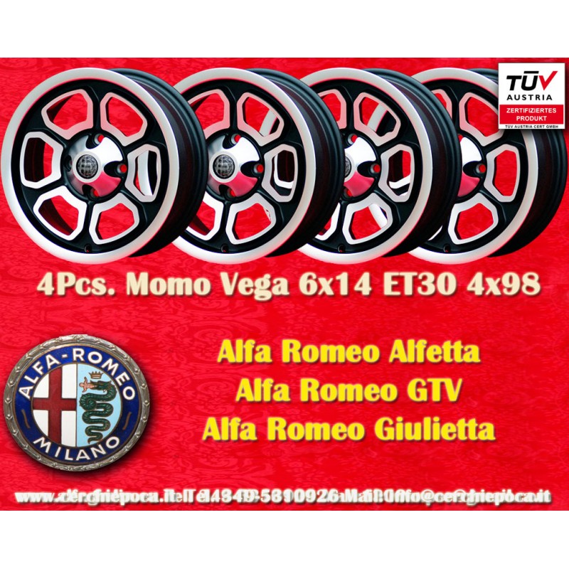 4 Felgen Vega 6x14 4x98 Alfa  Fiat Alfetta Alfetta GT   GTV Alfasud Giulietta 33 75 90 164  FIAT 124 Berlina Coupe Spide