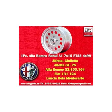 1 cerchio Ronal A1 7x15 4x98 Alfa Romeo  Fiat  Lancia Alfetta Alfetta GT   GTV 33 75 1.6i 1.8i 2.0TDI 90 155 Fiat 124 Co