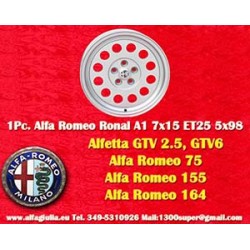 1 Felge Ronal A1 7x15 5x98 Alfa Romeo Alfetta GTV 2.5 75 1.8T 2.0i 3.0i 164 Spider-GTV Type 916 silver