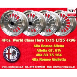 4 jantes WCHE 7x15 4x98 Alfa Fiat Lancia Alfetta Alfetta GT   GTV 33 75 1.6i 1.8i 2.0TDI 90 164 Giulietta Fiat 124 Coupe