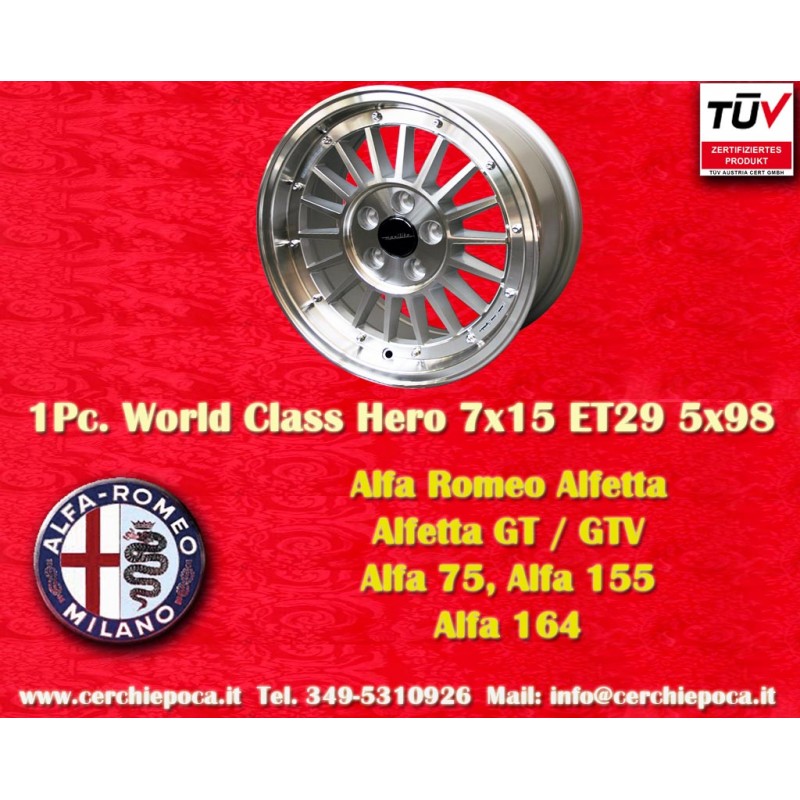 1 Felge WCHE 7x15 5x98 Alfa Romeo Alfetta GTV 2.5 75 1.8T 2.0i 3.0i 156 164 silver/diamond cut