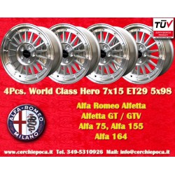 4 Felgen WCHE 7x15 5x98 Alfa Romeo Alfetta GTV 2.5 75 1.8T 2.0i 3.0i 156 164 silver/diamond cut