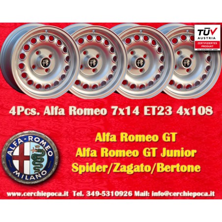 4 Felgen Campagnolo 7x14 4x108 Alfa Romeo 105 Coupe Spider GT GTA GTC Montreal silver