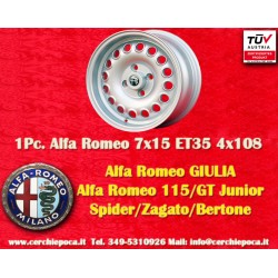 1 Felge Campagnolo 7x15 4x108 Alfa Romeo 105 Berlina Giulia Coupe Spider GTC silver