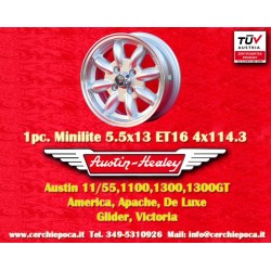 1 cerchio Minilite 5.5x13 4x114.3 Datsun Austin Toyota 120 140 160 180 Toyota Corolla Starlet Carina Austin 1100 1300 13