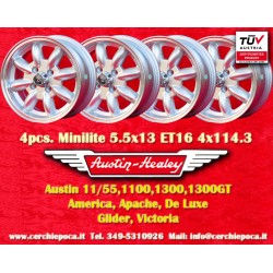 4 Felgen Minilite 5.5x13 4x114.3 Datsun Austin Toyota 120 140 160 180 Toyota Corolla Starlet Carina Austin 1100 1300 130