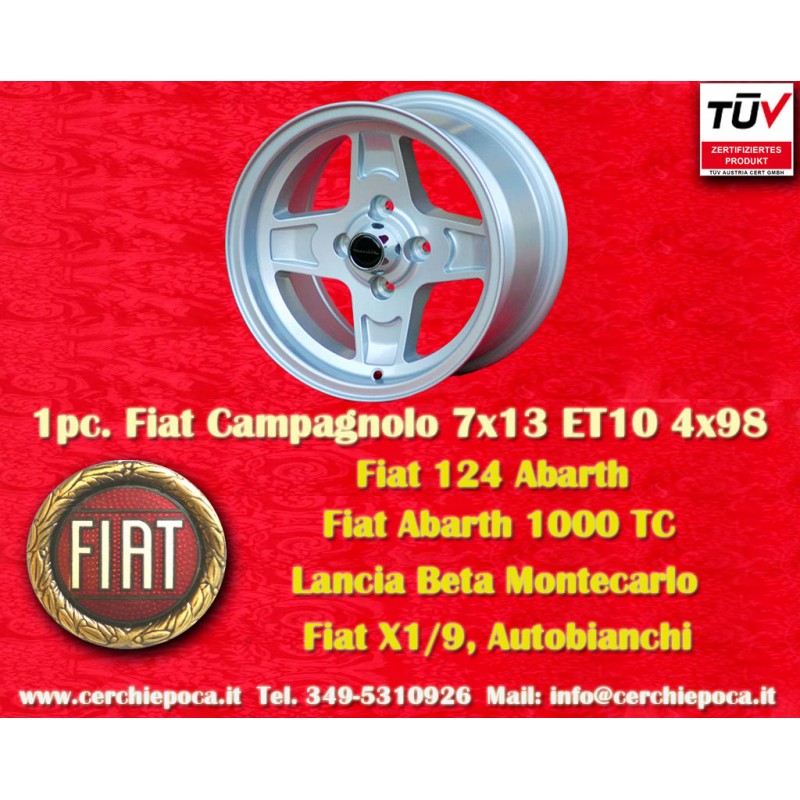 1 wheel Campagnolo 7x13 4x98 Fiat Lancia Autobianchi 124 Abarth Berlina Coupe Spider 125 127 128 131 X19 A112 Beta Monte