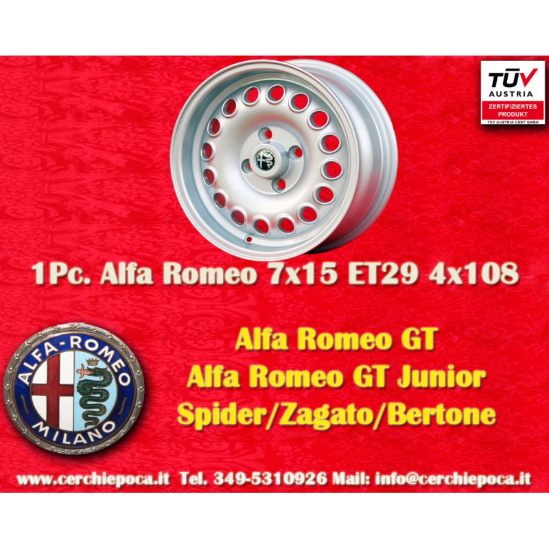 1 jante Campagnolo 7x15 4x108 Alfa Romeo 105 Coupe Spider GT GTA GTC Montreal silver