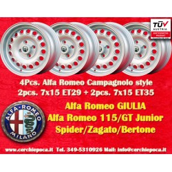 4 cerchi Campagnolo 7x15 + 7x15 4x108 Alfa Romeo 105 Coupe Spider GT GTA GTC Montreal