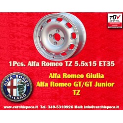 1 cerchio TZ 5.5x15 4x108 Alfa Romeo Giulia TI Super 105 -1971 Giulietta 101 750 silver