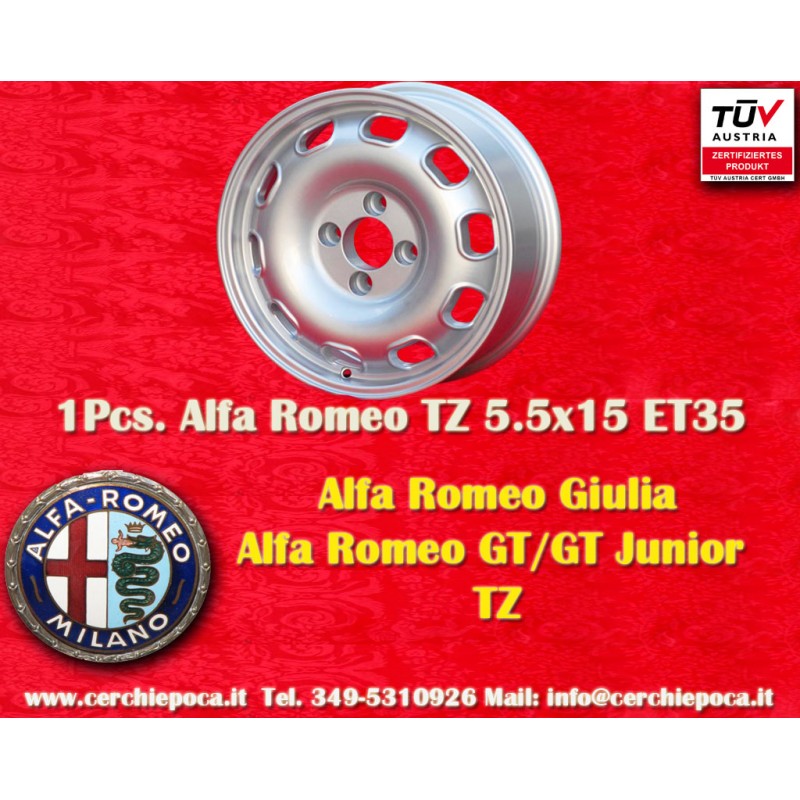 1 cerchio TZ 5.5x15 4x108 Alfa Romeo Giulia TI Super 105 -1971 Giulietta 101 750 silver