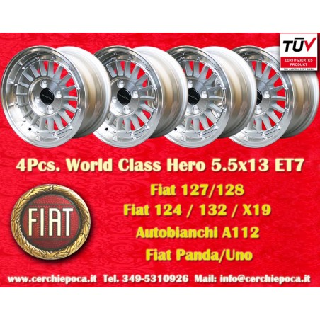 4 Felgen WCHE 5.5x13 4x98 Fiat Alfa Autobianchi Alfasud Giulietta 33 Arna Autobianchi A112 Fiat 124 Berlina Coupe Spider