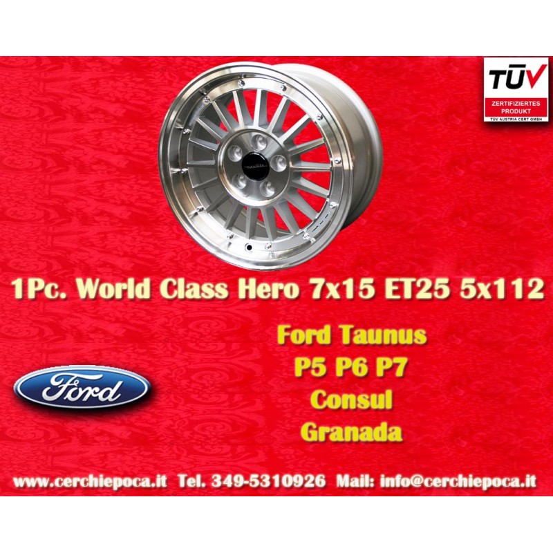 1 wheel WCHE 7x15 5x112 Mercedes Consul Granada P5 P6 P7 Mercedes 107 108 109 113 114 115 116 123  silver/diamond cut