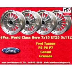 4 jantes WCHE 7x15 5x112 Mercedes Consul Granada P5 P6 P7 Mercedes 107 108 109 113 114 115 116 123  silver/diamond cut