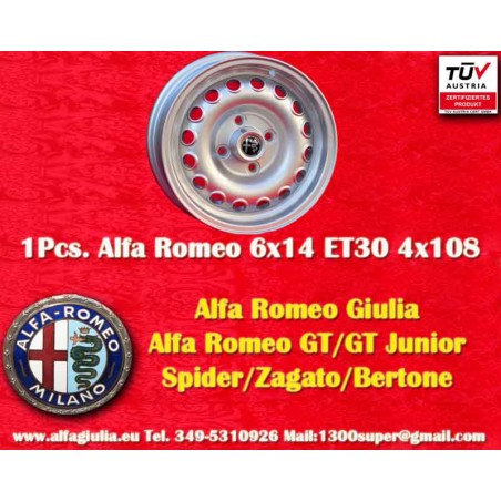 1 pc. wheel Alfa Romeo Campagnolo 6x14 ET30 4x108 silver Giulia, 105 Berlina, Coupe, Spider, GT GTA GTC