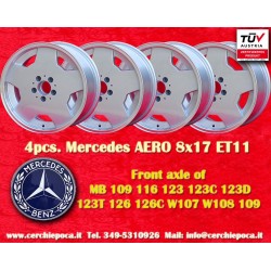 4 cerchi Aero 8x17 5x112 Mercedes w107 w108 w109 w116 w123 w126 w129 silver/diamond cut