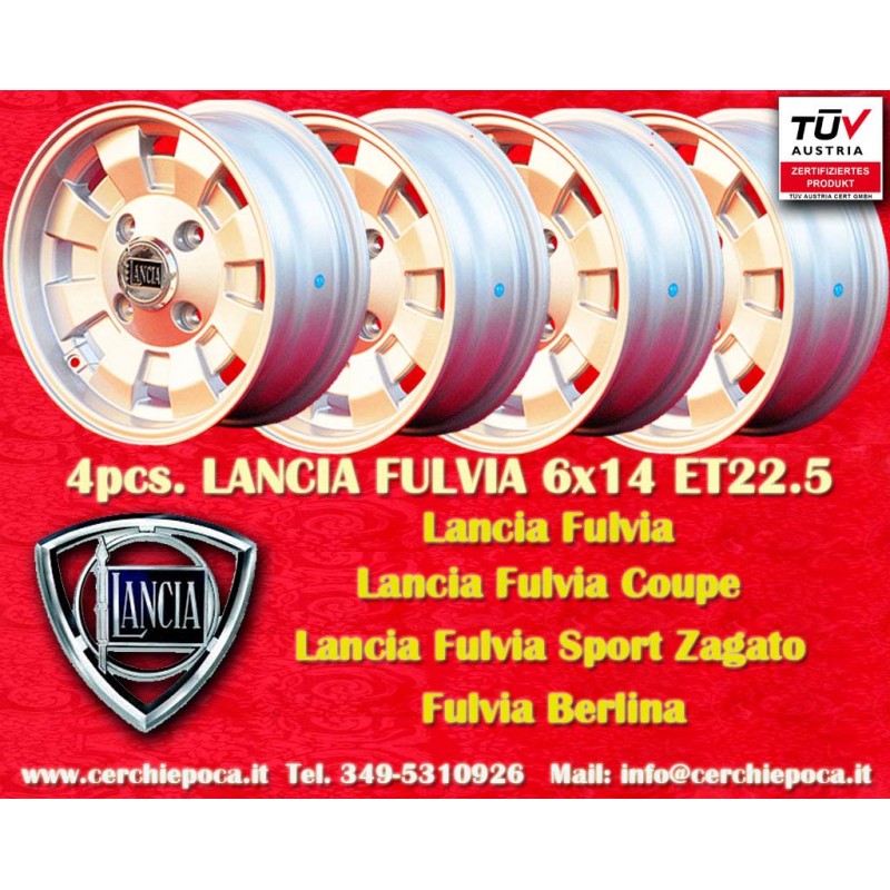 4 Felgen Cromodora CD28 6x14 4x130 Lancia Fulvia 2000 silver