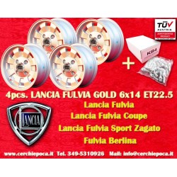 4 wheels Cromodora CD28 6x14 + bolts kit KB4  SW17 14x1 5x27 60° 4x130 Lancia Fulvia 2000