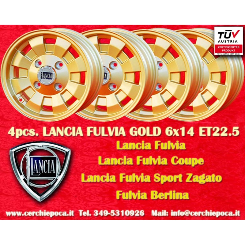 4 Felgen Cromodora CD28 6x14 4x130 Lancia Fulvia 2000 gold