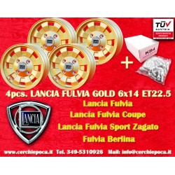 4 cerchi Cromodora CD28 6x14 + kit bulloni KB4  SW17 14x1 5x27 60° 4x130 Lancia Fulvia 2000