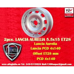 1 Felge TZ 5.5x15 4x145 Lancia Flaminia silver