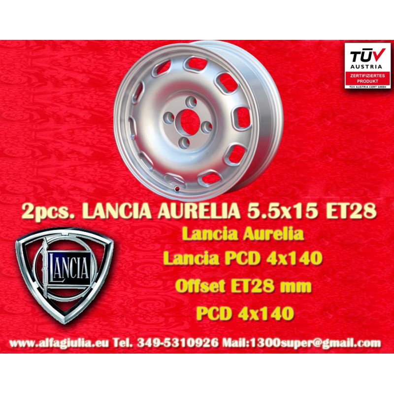 1 cerchio TZ 5.5x15 4x145 Lancia Flaminia silver