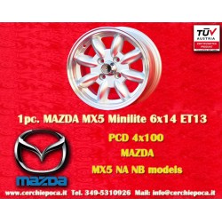 1 cerchio Minilite 6x14 4x100 BMW Opel 1502-2002 1500-2000tii 2000C CA CS 3 E21 E30   Opel Kadett B-C Manta Ascona A-B G