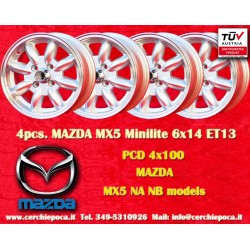 4 Felgen Minilite 6x14 4x100 BMW Opel 1502-2002 1500-2000tii 2000C CA CS 3 E21 E30   Opel Kadett B-C Manta Ascona A-B GT