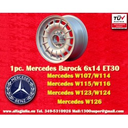 1 cerchio Barock 6x14 5x112 Mercedes w108 w109 w113 w114 w115 w116 w123 silver