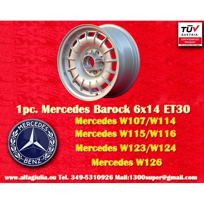 1 wheel Barock 6x14 5x112 Mercedes w108 w109 w113 w114 w115 w116 w123 silver