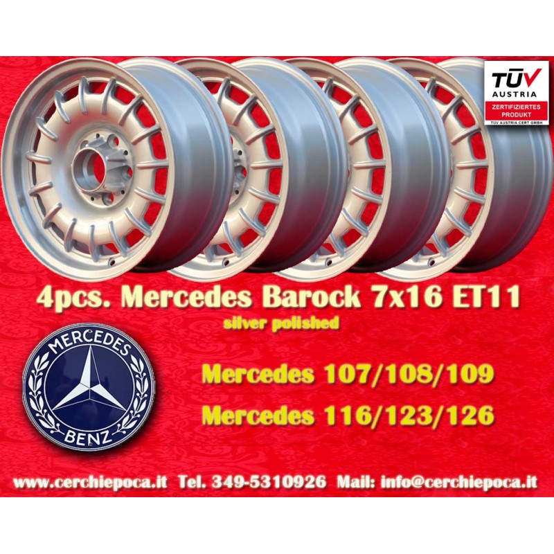 4 cerchi Barock 7x16 5x112 Mercedes w107 w108 w109 w116 w123 w126 silver