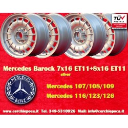 4 cerchi Barock 7x16 + 8x16 5x112 Mercedes w107 w108 w109 w116 w123 w126