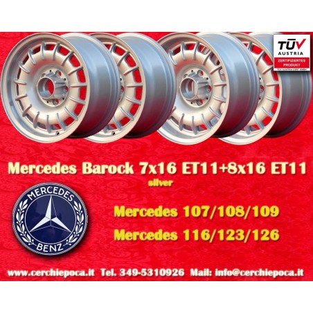 4 wheels Barock 7x16 + 8x16 5x112 Mercedes w107 w108 w109 w116 w123 w126